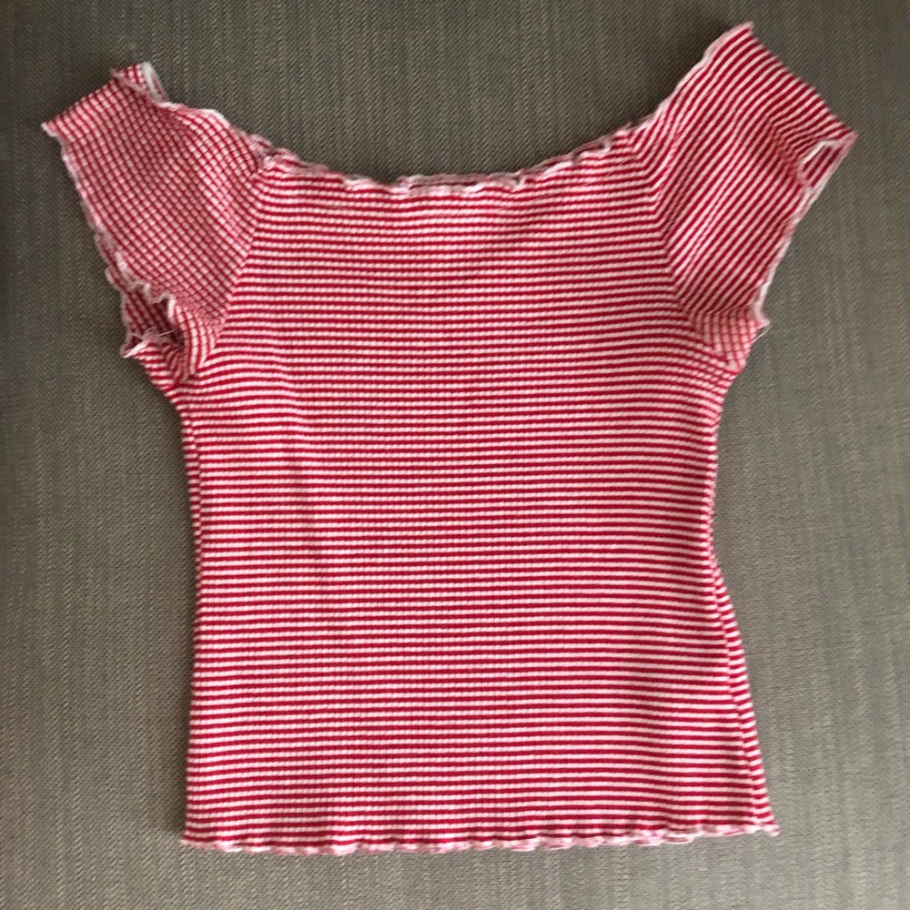 3 for $25! Striped Ruffles Ribbed Top - Picture 3 of 8